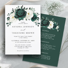 Small Emerald Greenery Eucalyptus White Floral Wedding Invitation Front View