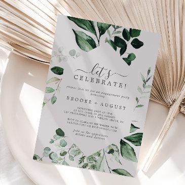 emerald greenery | gray let's celebrate invitation