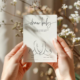 Small Emery Whimsical Draw The Baby Shower Game Invitations Front View