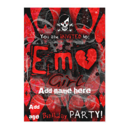 Small Emo Girl Party Invite Front View