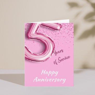 employee anniversary 5 years pinkballoon fold invitations