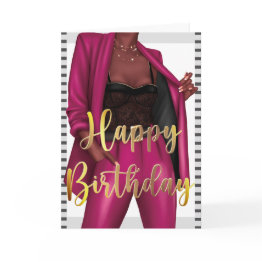 Small Empowering Black Women 'girl Boss' Birthday Invitations Front View