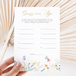 Small Enchanted Butterflies Floral Guess Our Age Invitation Front View