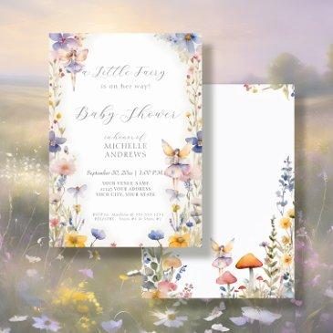 enchanted fairy wildflower pink girl baby shower invitation