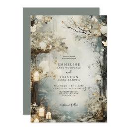 Small Enchanted Forest Candlelight Wedding Invitation Front View