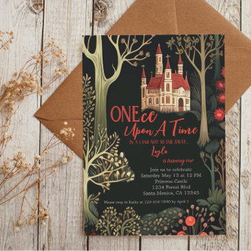 enchanted forest fairytale first birthday invitation