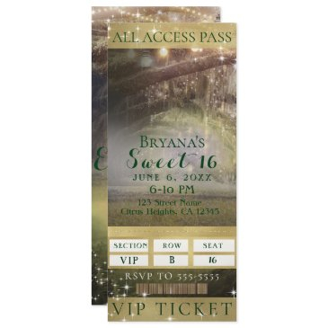 enchanted forest lights vip sweet 16 party ticket invitation