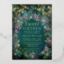 enchanted forest rose fairy woodland sweet 16 foil invitation