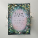 enchanted forest roses misty pink green sweet 16 invitation