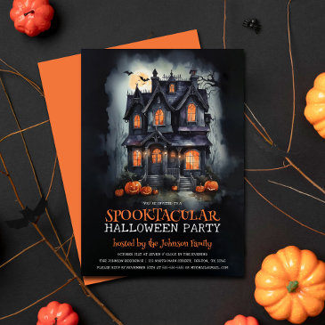 enchanted haunted house halloween party invitation