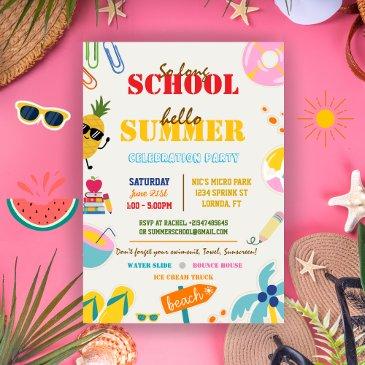 end of school party, hello summer boho invitation