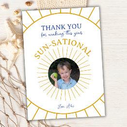 Small End Of The Year Teacher Appreciation Sun Photo Thank You Invitations Front View