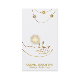 Small *~* Energy Healing Gold Cosmic Stars Hands Business Invitations Front View