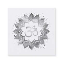 Small *~* Energy Healing Lotus Mandala Om Aum Symbol Square Business Invitations Front View