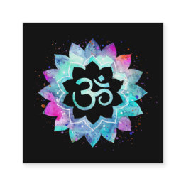 Small *~* Energy Healing Lotus Mandala Om Aum Symbol Square Business Invitations Front View