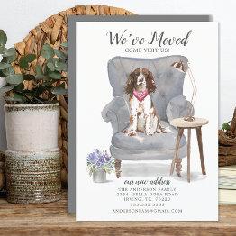 Small English Springer Spaniel Moving Announcement Front View