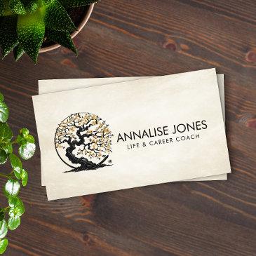 enso zen circle sakura tree - gold cherry blossom business invitations