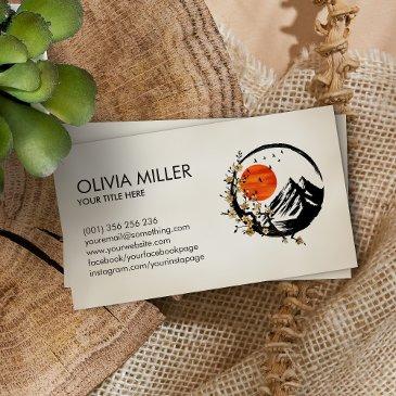 enso zen circle sakura tree golden cherry blossom business invitations