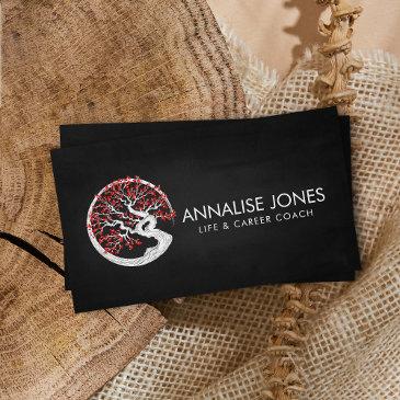 enso zen circle sakura tree - red cherry blossom business invitations