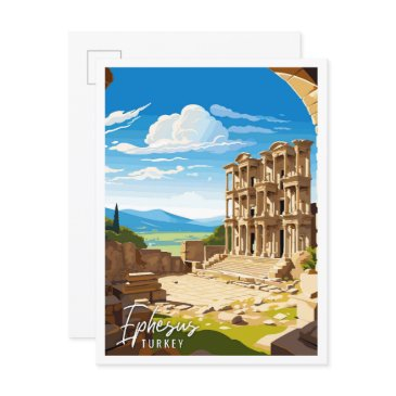 ephesus turkey vintage travel illustration postinvitations