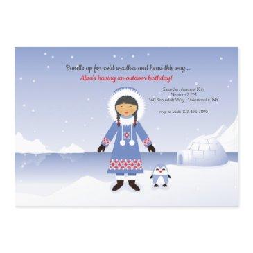 eskimo girl birthday party invitation