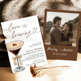 Small Espresso Martini Love Is Brewing Bridal Shower Invitation Front View