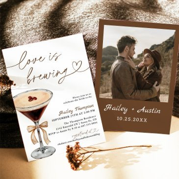 espresso martini love is brewing bridal shower invitation