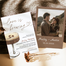 Small Espresso Martini Love Is Brewing Bridal Shower Invitation Front View