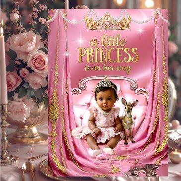 ethnic princess pink baby shower baby deer invitation