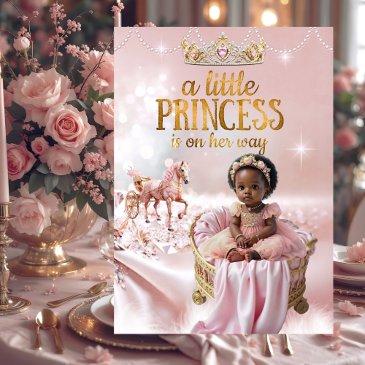 ethnic princess pink baby shower carriage crib invitation