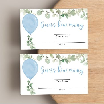 eucalyptus blue balloon baby shower guess how many enclosure invitations