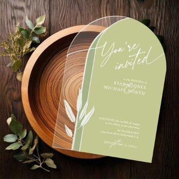 eucalyptus color tones wedding green id901 acrylic invitations