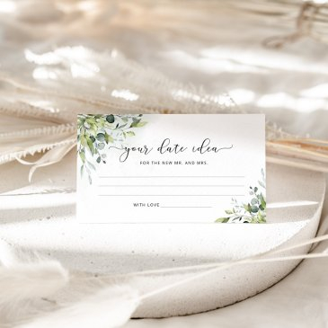 eucalyptus date night ideas. date jar enclosure invitations
