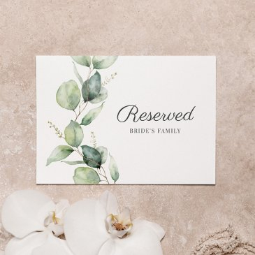 eucalyptus foliage botanical wedding reserved sign