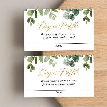 eucalyptus gold baby shower diaper raffle invitations