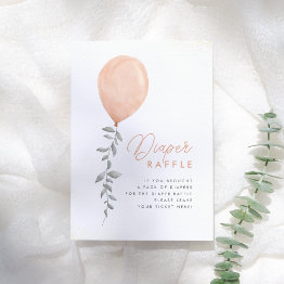 Small Eucalyptus Greenery Balloon Diaper Raffle Sign Invitation Front View