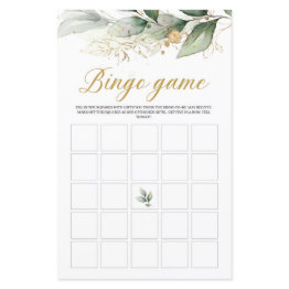Small Eucalyptus Greenery Bridal Shower Bingo Game Front View