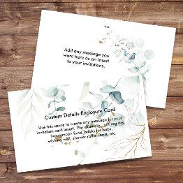 Small Eucalyptus Greenery Custom Details Enclosure Invitations Front View