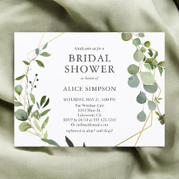 Small Eucalyptus Greenery Elegant Bridal Shower Invitation Postinvitations Front View
