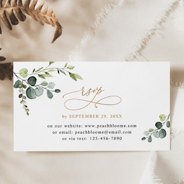 eucalyptus greenery gold wedding online rsvp invitations