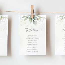 Small Eucalyptus Greenery Seating Chart Table Plan Front View