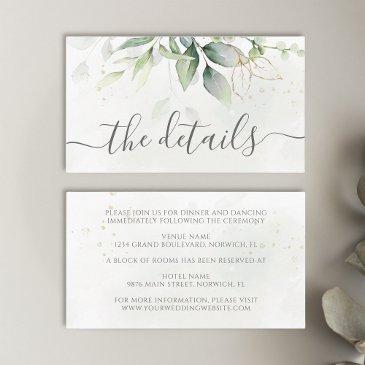 eucalyptus leaves greenery gold elegant wedding enclosure invitations