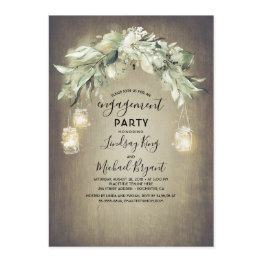 Small Eucalyptus Leaves Greenery Rustic Engagement Party Invitation Front View