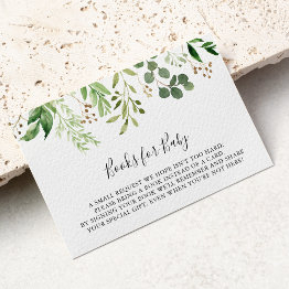 Small Eucalyptus Simple Floral Baby Shower Book Request Enclosure Invitations Front View