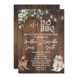 Small Eucalyptus Western We Do Bbq Country Couple Shower Invitation Front View