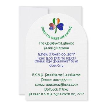 european union irish usa shamrock family reunion invitation
