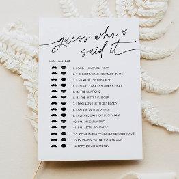Small Everleigh Guess Who Said It Bridal Shower Game Invitation Front View