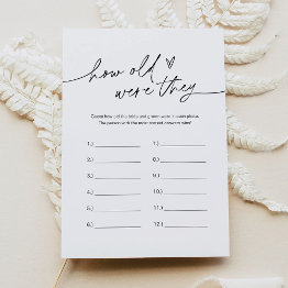 Small Everleigh How Old Were They Bridal Shower Game Invitation Front View