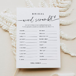 Small Everleigh Word Scramble Bridal Shower Game Invitations Front View