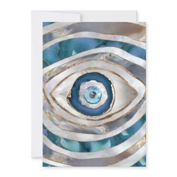evil eye mineral textures and gold holiday invitations
